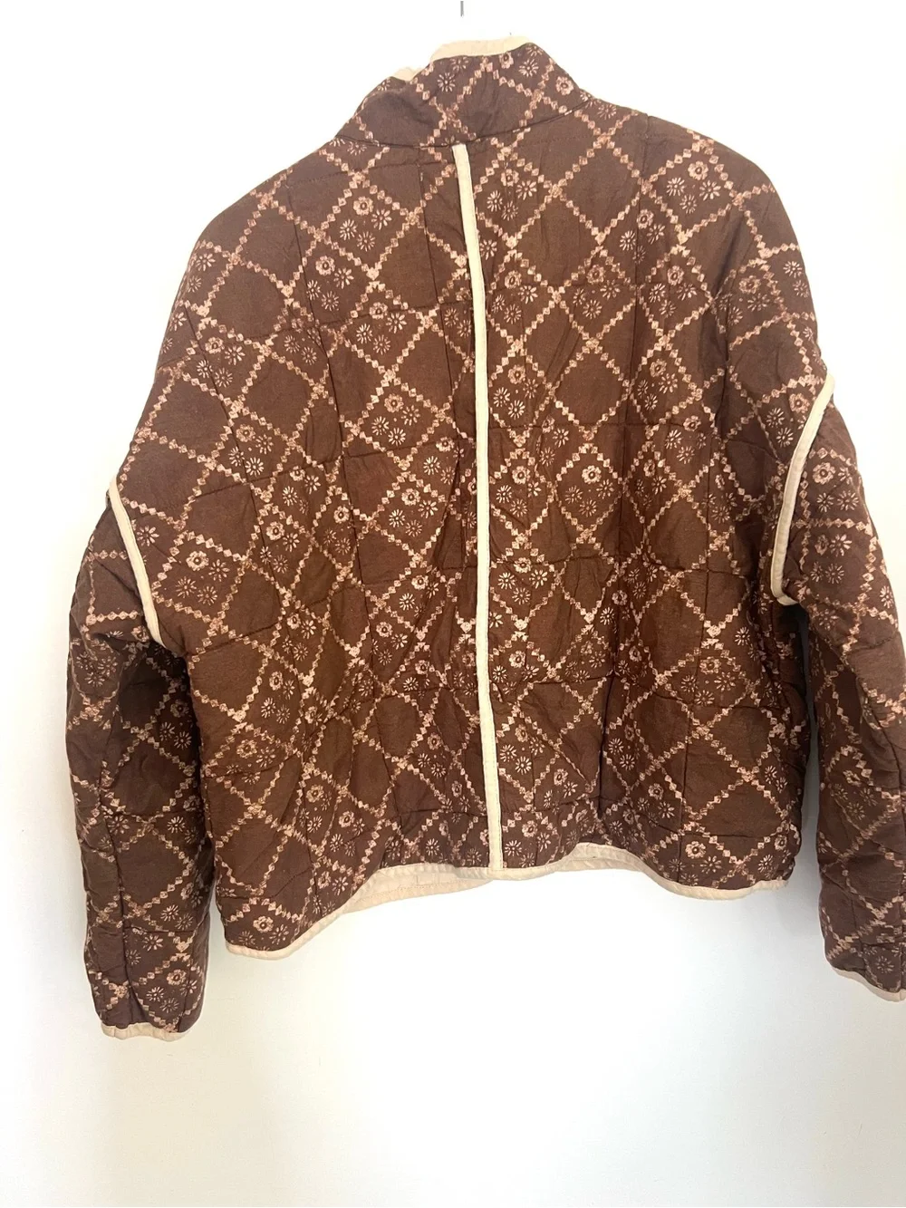 Free People Quilted Brown utility Jacket with Cream Trim - Picture 6 of 10